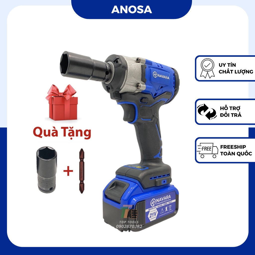 Máy siết bulong NAVARA NVR-6002, máy bắn bulong chính hãng đầu 2 trong 1, lực siết 380n.m