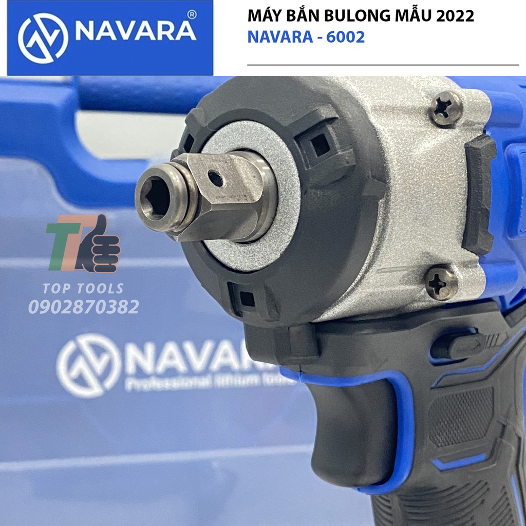 Máy siết bulong NAVARA NVR-6002, máy bắn bulong chính hãng đầu 2 trong 1, lực siết 380n.m