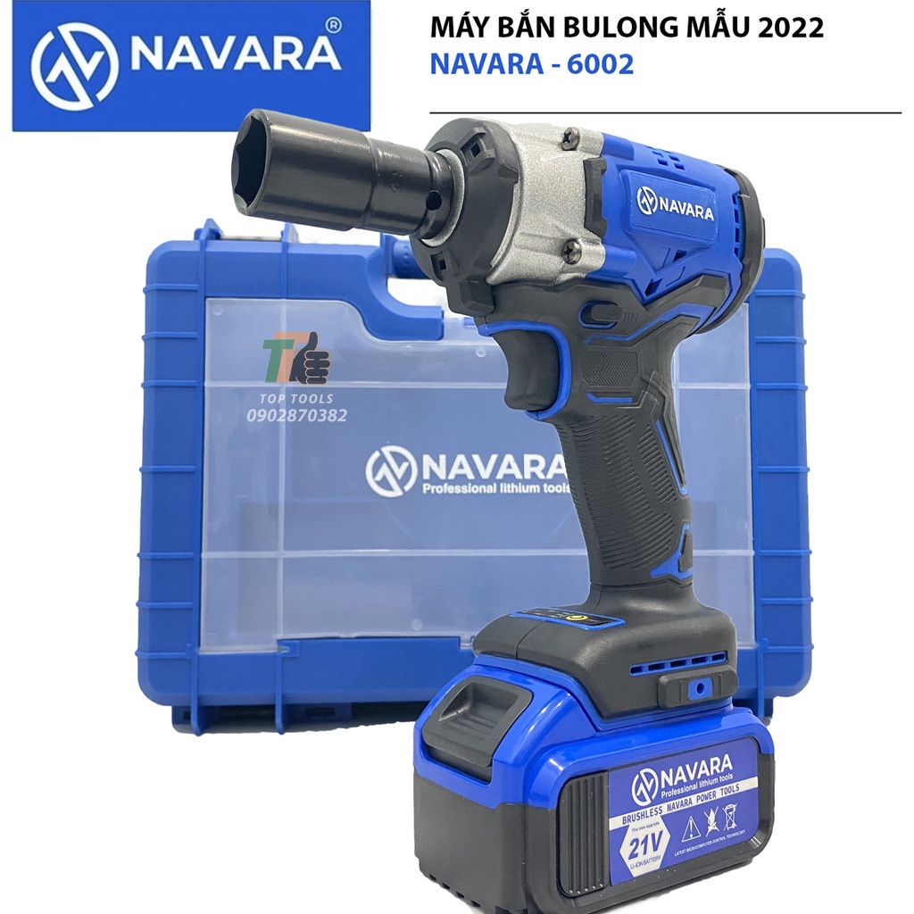 Máy siết bulong NAVARA NVR-6002, máy bắn bulong chính hãng đầu 2 trong 1, lực siết 380n.m