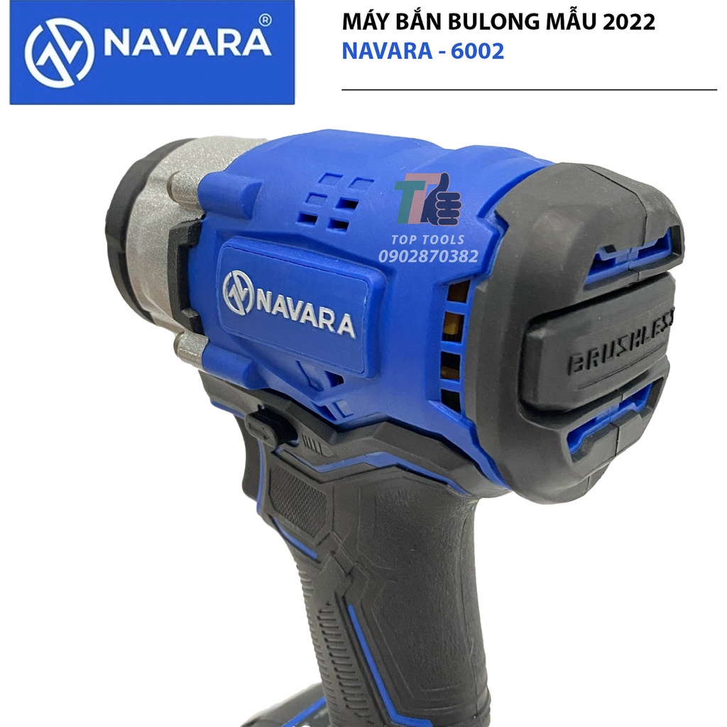 Máy siết bulong NAVARA NVR-6002, máy bắn bulong chính hãng đầu 2 trong 1, lực siết 380n.m