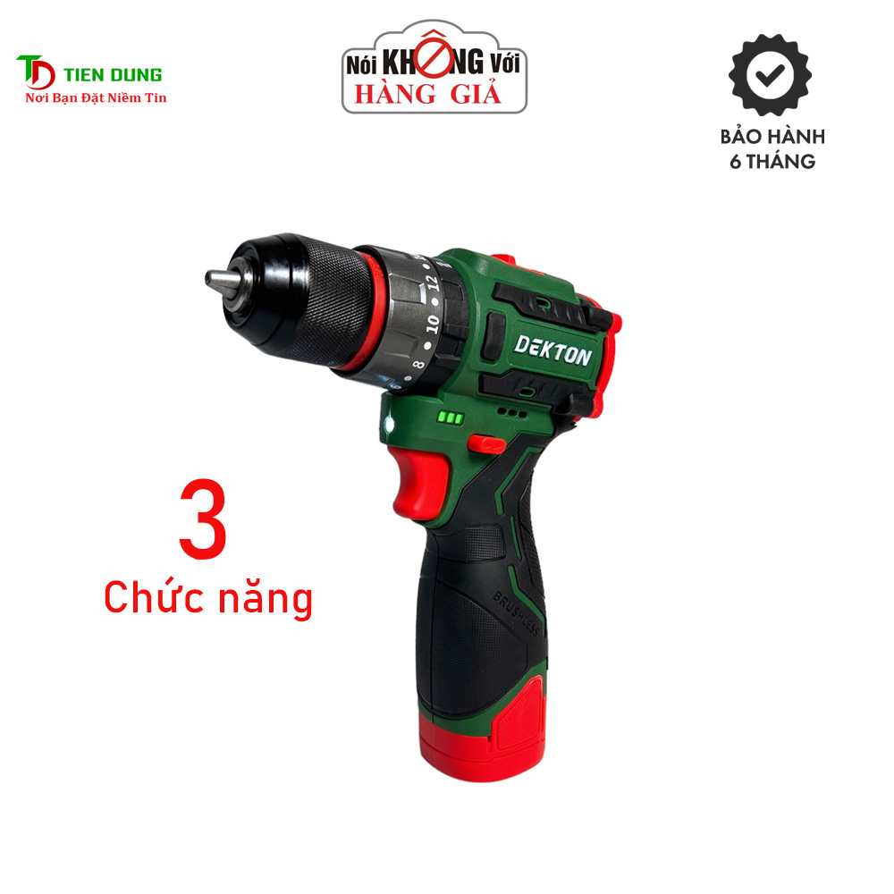 Máy Khoan Pin 16,8V Dekton D16-KB1055PRO 3 Chức Năng - Motor Brushless - Đầu Cặp 10mm Autolock