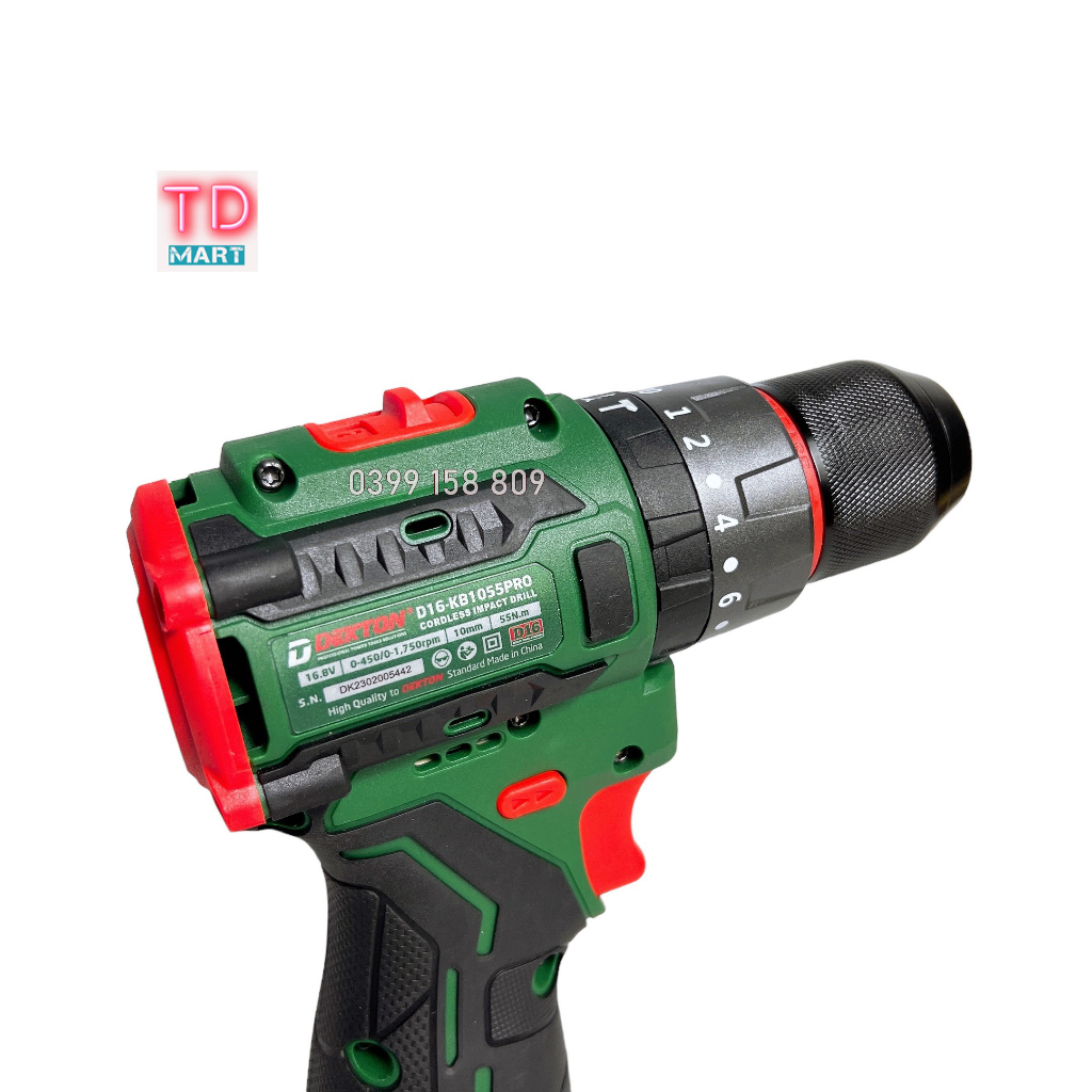 Máy Khoan Pin 16,8V Dekton D16-KB1055PRO 3 Chức Năng - Motor Brushless - Đầu Cặp 10mm Autolock