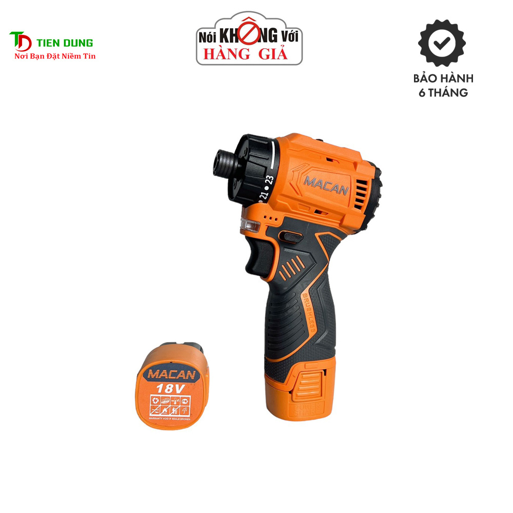 Máy chuyên vít Macan 18V có cấp trượt không chổi than sử dụng pin 4cell