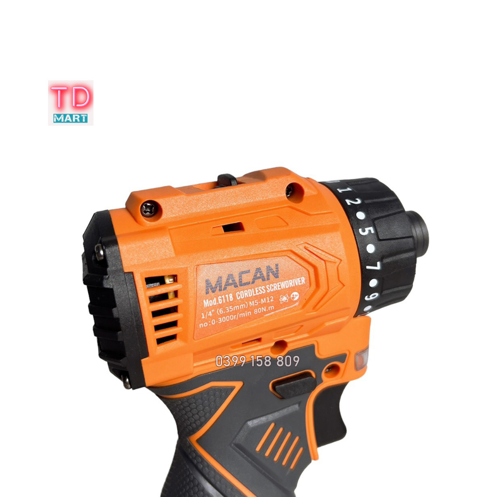 Máy chuyên vít Macan 18V có cấp trượt không chổi than sử dụng pin 4cell