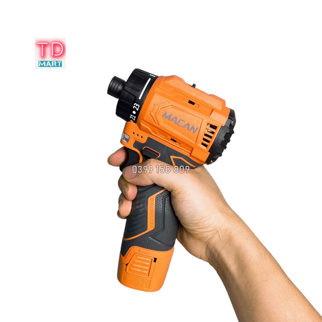 Máy chuyên vít Macan 18V có cấp trượt không chổi than sử dụng pin 4cell