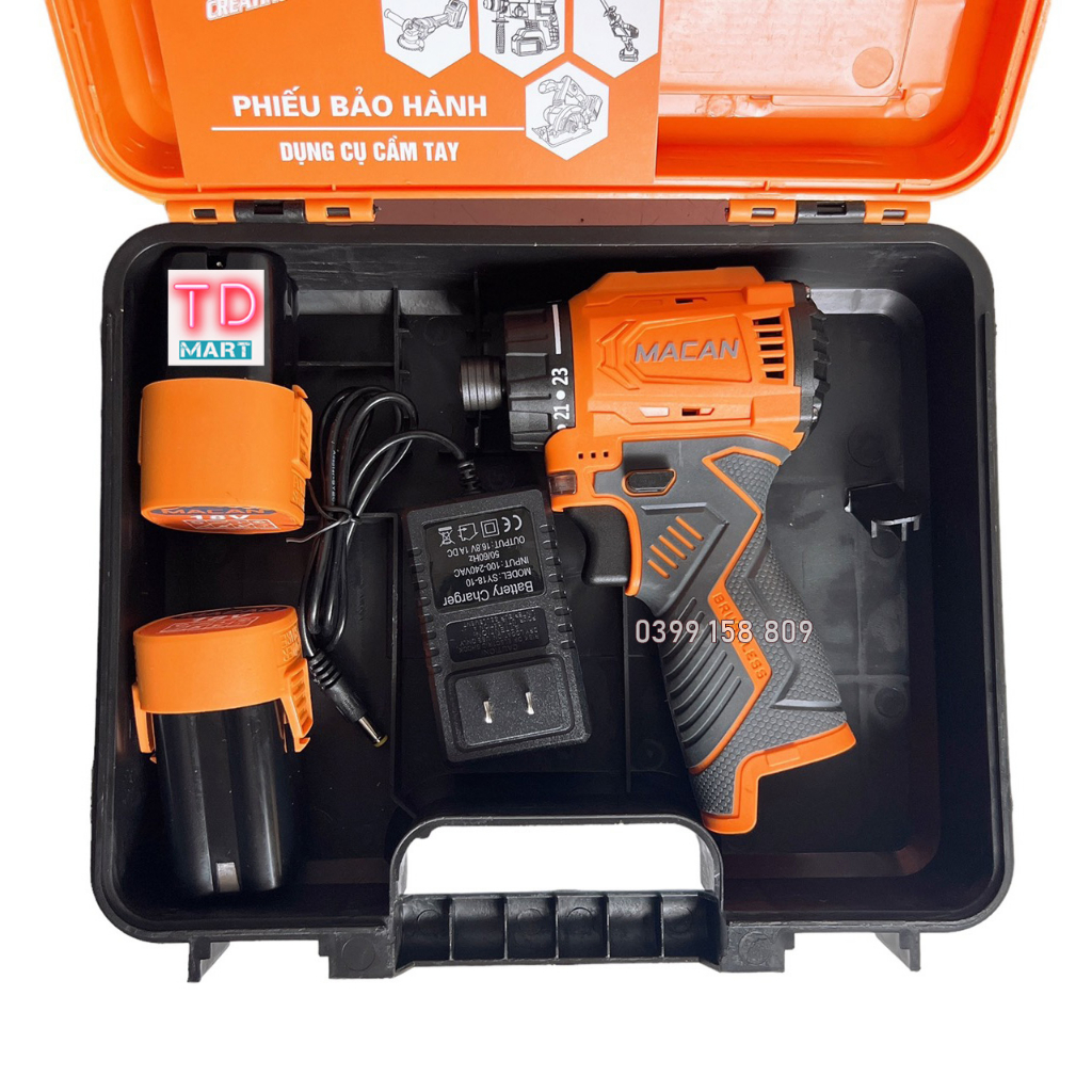 Máy chuyên vít Macan 18V có cấp trượt không chổi than sử dụng pin 4cell