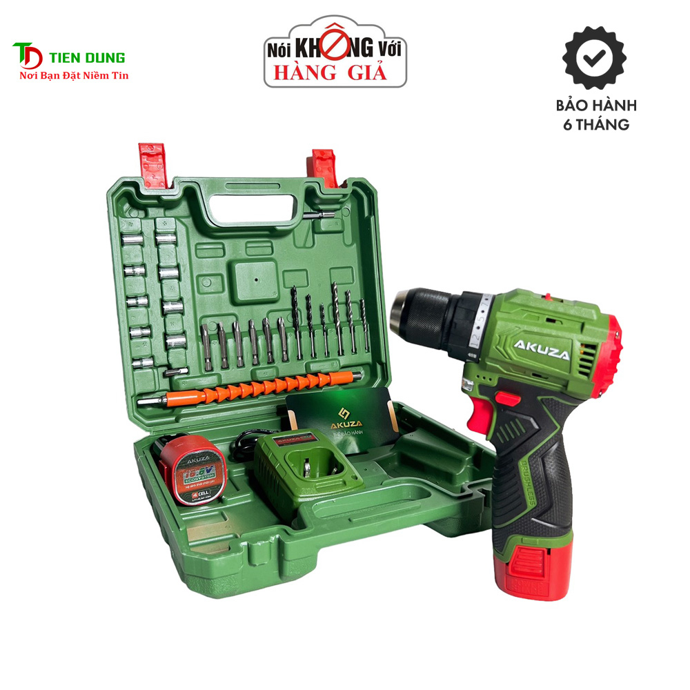 Máy Khoan Dùng Pin 16,8V AKUZA K3 Không Chổi Than Đầu Kẹp Autolook 10mm Pin 4 Cell