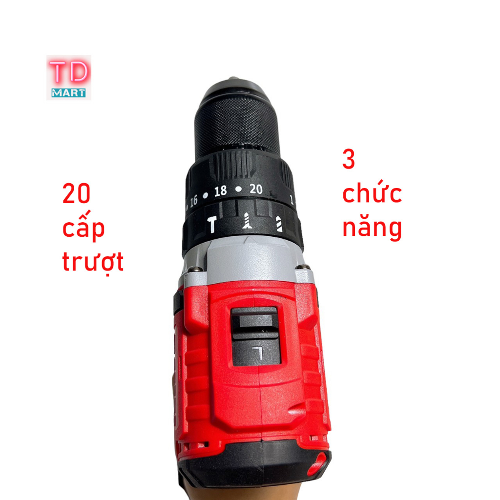 Máy Khoan Pin 3 Chức Năng DRAMA 5123 Đầu 13mm Không Chổi Than Có Khóa Trục