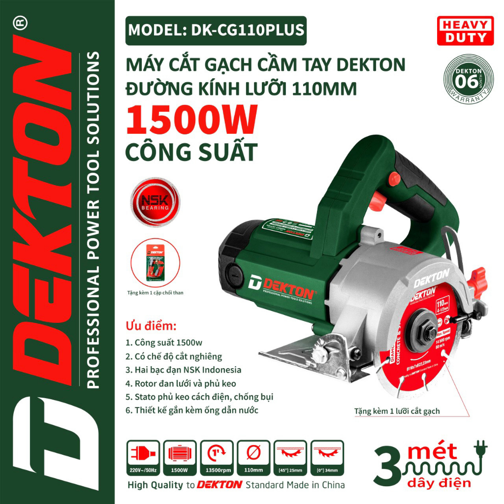 Máy cắt gạch DEKTON DK-CG110PLUS mẫu mới 2023 Công Suất 1500W