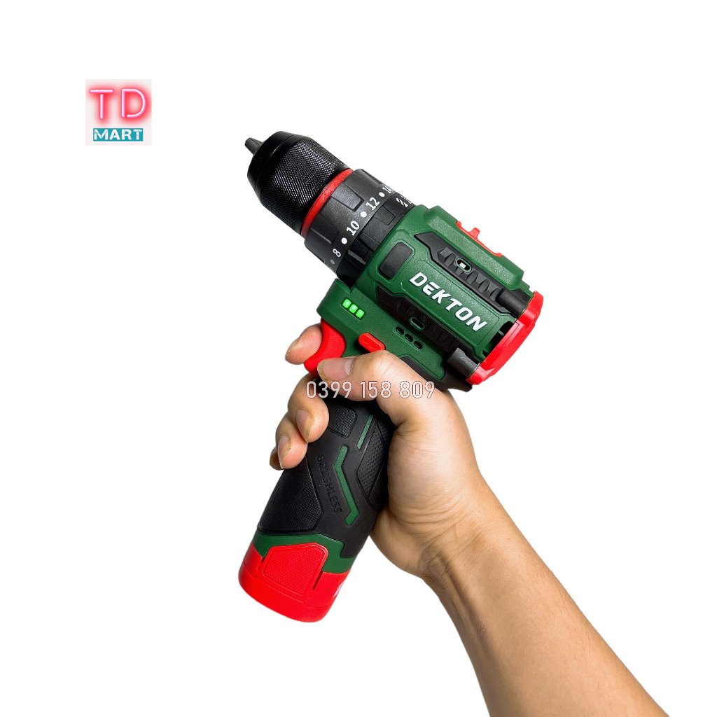 Máy Khoan Đầu Cặp 10MM Dekton D16 - KVT1055PRO / Motor Brushless / Lực Siết 55Nm