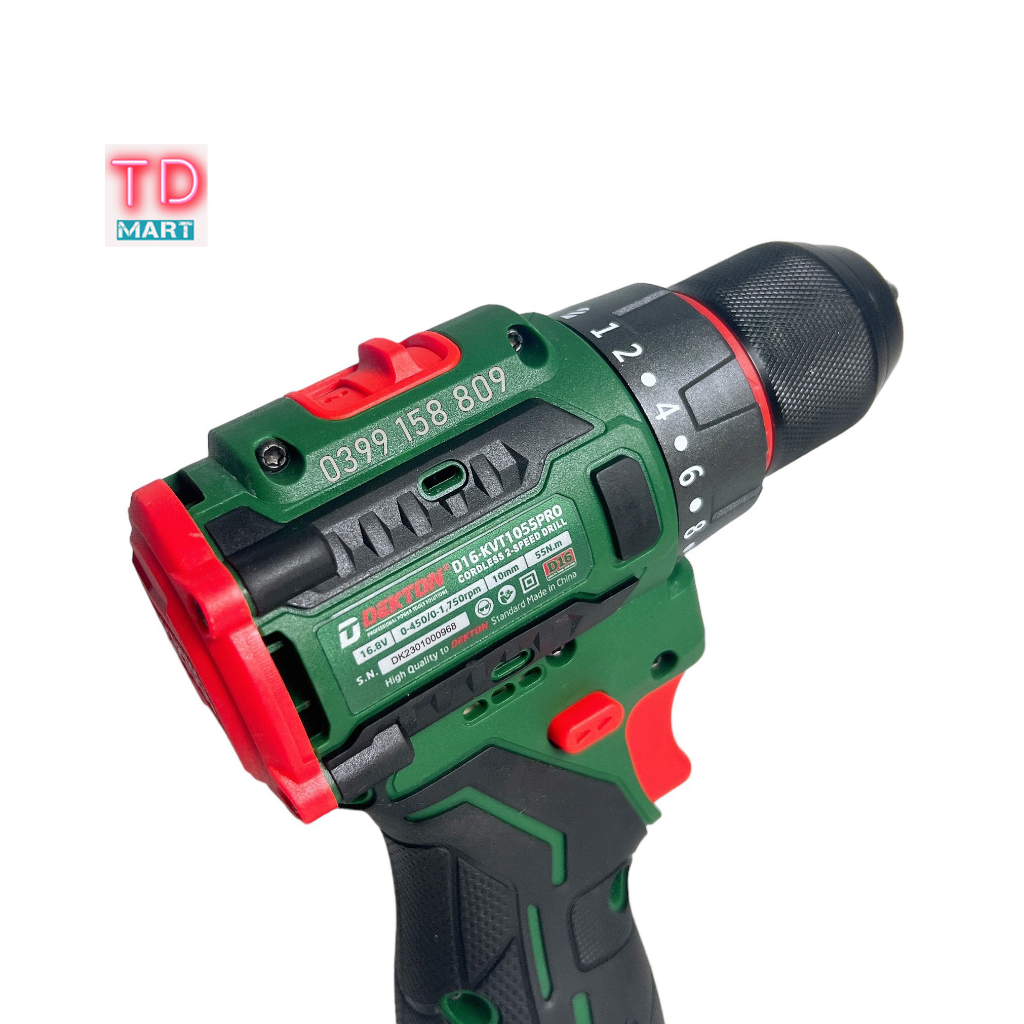 Máy Khoan Đầu Cặp 10MM Dekton D16 - KVT1055PRO / Motor Brushless / Lực Siết 55Nm