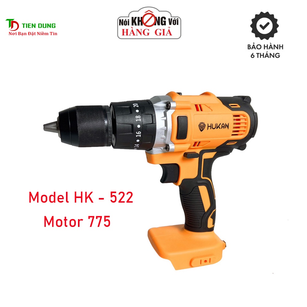 Thân máy khoan pin HUKAN 522 đầu kẹp 13mm 3 chức năng có búa khoan tường chân pin phổ thông