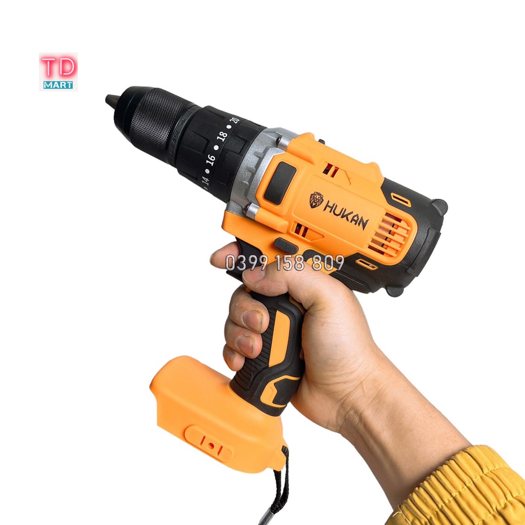 Thân máy khoan pin HUKAN 522 đầu kẹp 13mm 3 chức năng có búa khoan tường chân pin phổ thông
