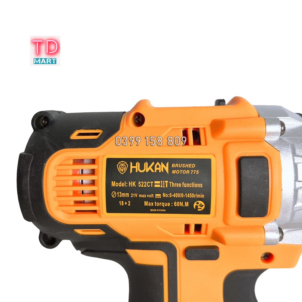 Thân máy khoan pin HUKAN 522 đầu kẹp 13mm 3 chức năng có búa khoan tường chân pin phổ thông