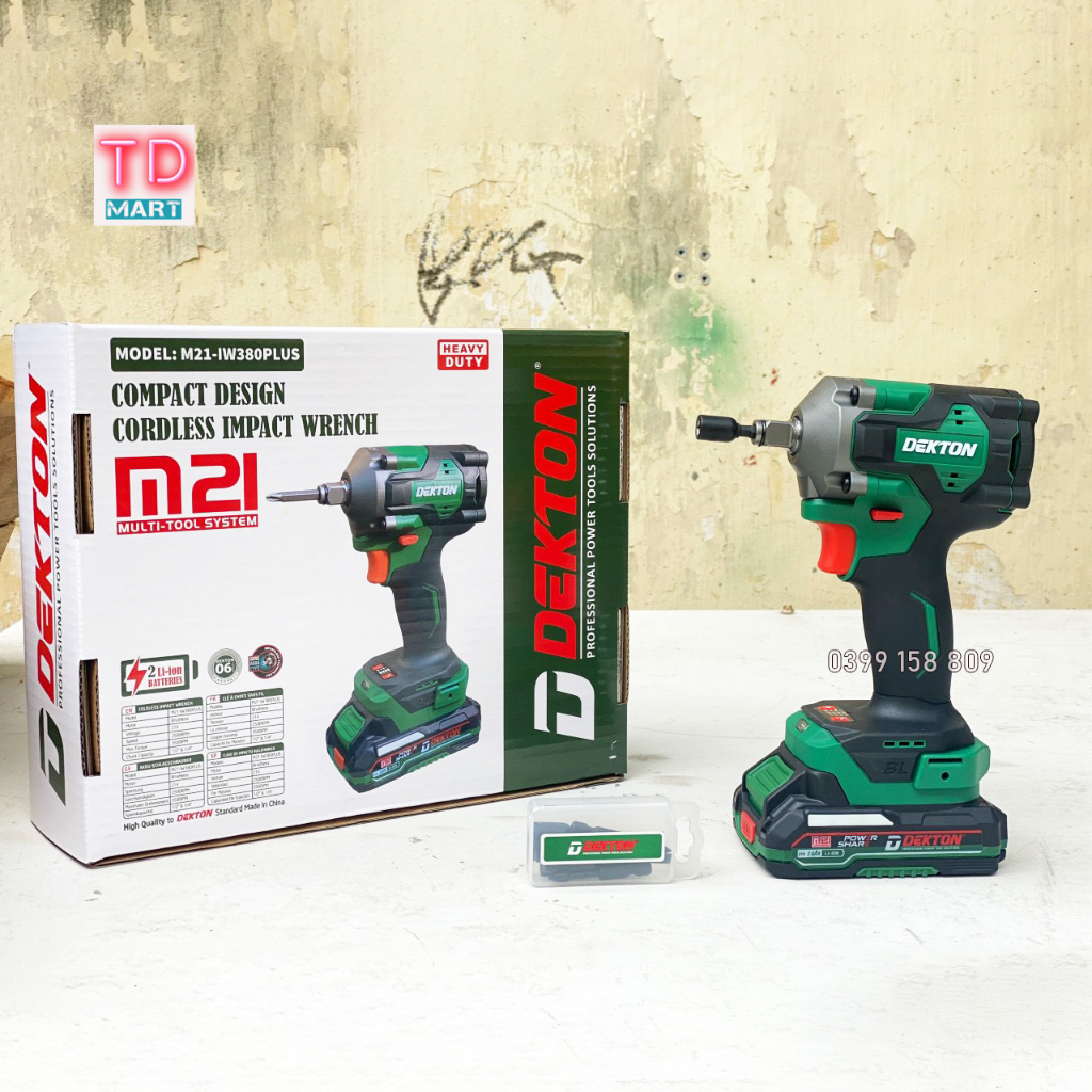 Máy Siết Bulong Dekton 380Nm 2in1 / M21-IW380PLUS / Motor Brushless / Dòng Compact / Chân Pin Makita Phổ Thông