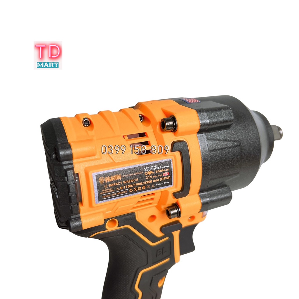 Máy Siết Bulong HUKAN HK-IWH850NM Lực Siết 850Nm Không Chổi Than Chân Pin Phổ Thông