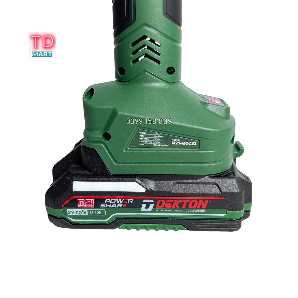Kéo Cắt Cành Dùng Pin Dekton M21-MCC32 / Có Khóa An Toàn / Motor Brushless / Chân Pin Phổ Thông