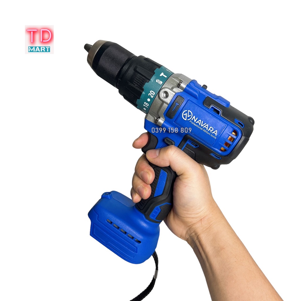 Thân máy khoan pin Navara 7003 không chổi than chân pin phổ thông đầu 13mm