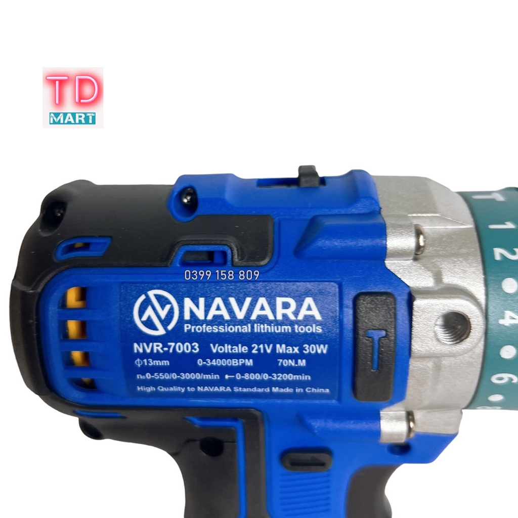 Thân máy khoan pin Navara 7003 không chổi than chân pin phổ thông đầu 13mm