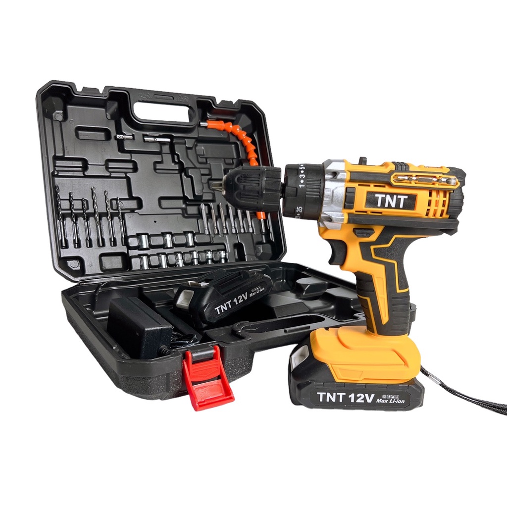 Máy Khoan Bắt Vít Pin TNT 3 Chức Năng Chân Pin Phổ Thông Tặng Kèm 24 Chi Tiết