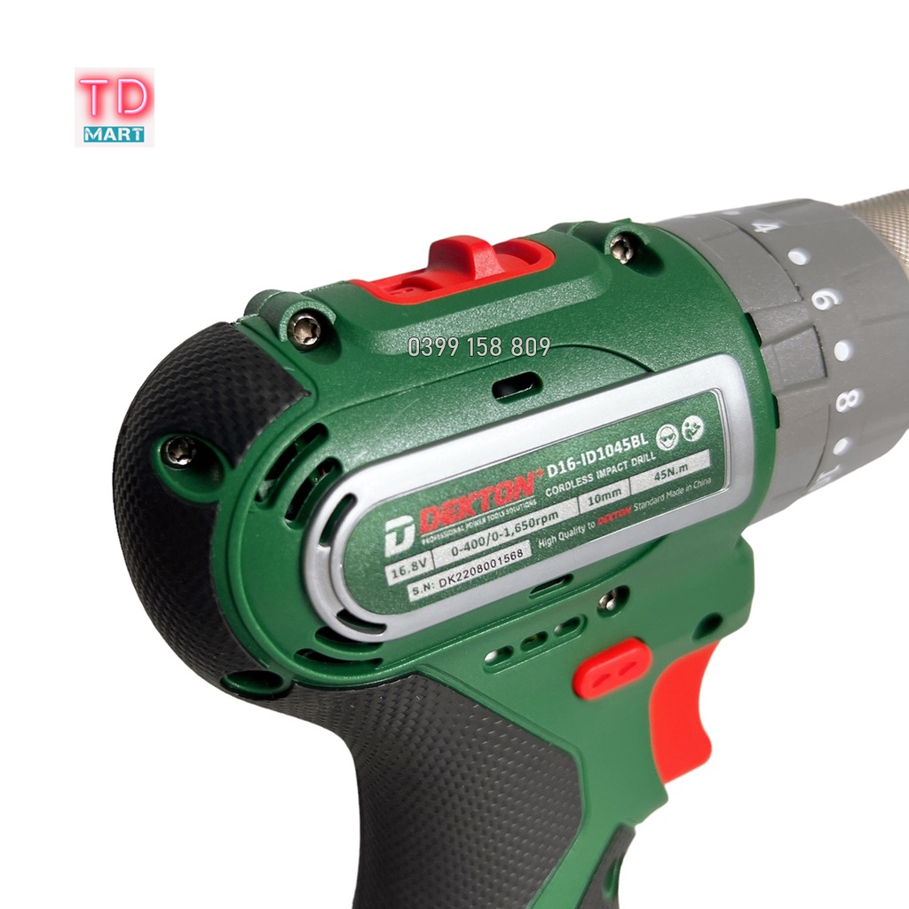 Thân Máy Khoan 3 Chức Năng Dekton D16 - ID1045BL Đầu Cặp 10MM - Motor Brushless