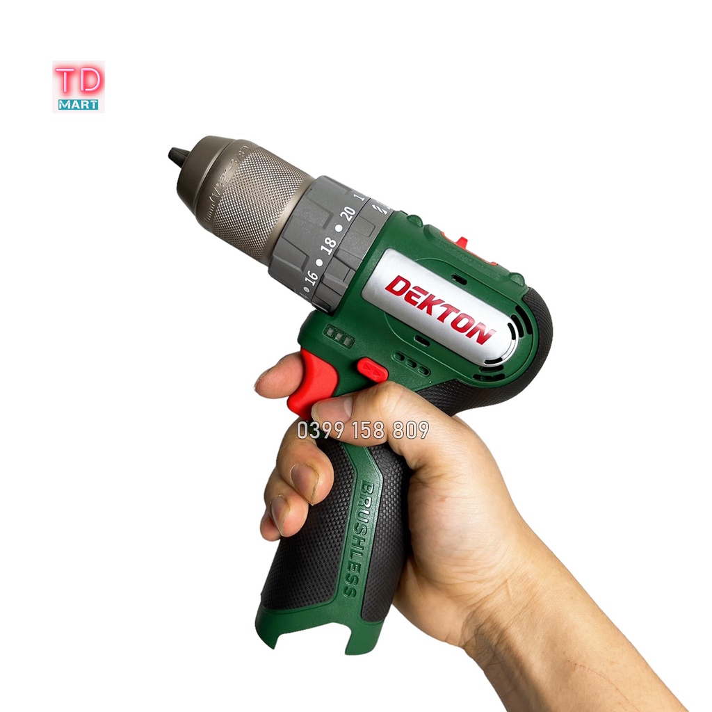 Thân Máy Khoan 3 Chức Năng Dekton D16 - ID1045BL Đầu Cặp 10MM - Motor Brushless