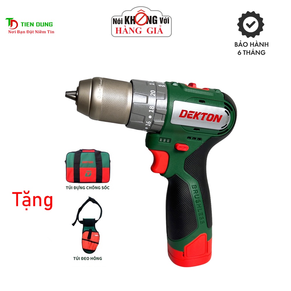 Máy Khoan 3 Chức Năng Dekton D16 - ID1045BL Đầu Cặp 10MM - Motor Brushless - Lực Siết 45N.m