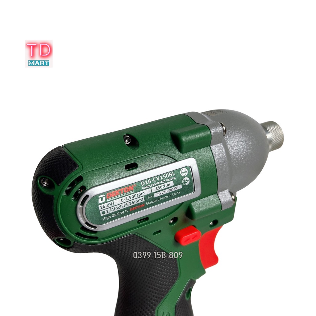 Máy Chuyên Vít Dùng Pin 16,8V Dekton D16-CV150BL - Motor Brushless - Lực Siết 150Nm