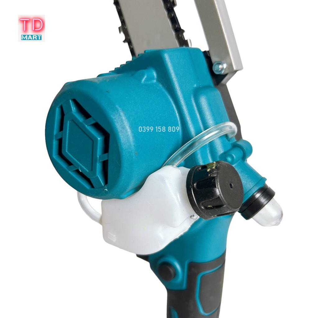 Máy Cưa xích pin 21V 10 cell không chổi than có bình bơm nhớt, Lam 6 Inch