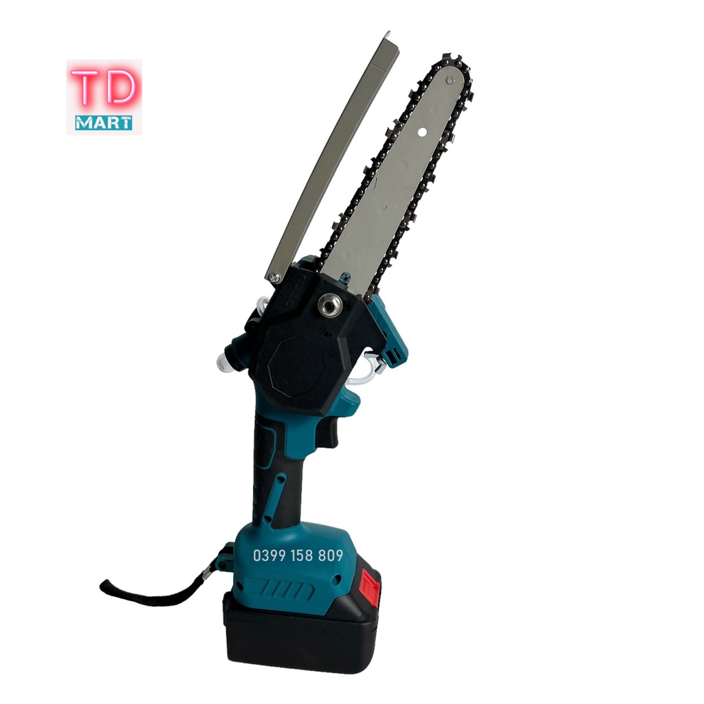 Máy Cưa xích pin 21V 10 cell không chổi than có bình bơm nhớt, Lam 6 Inch
