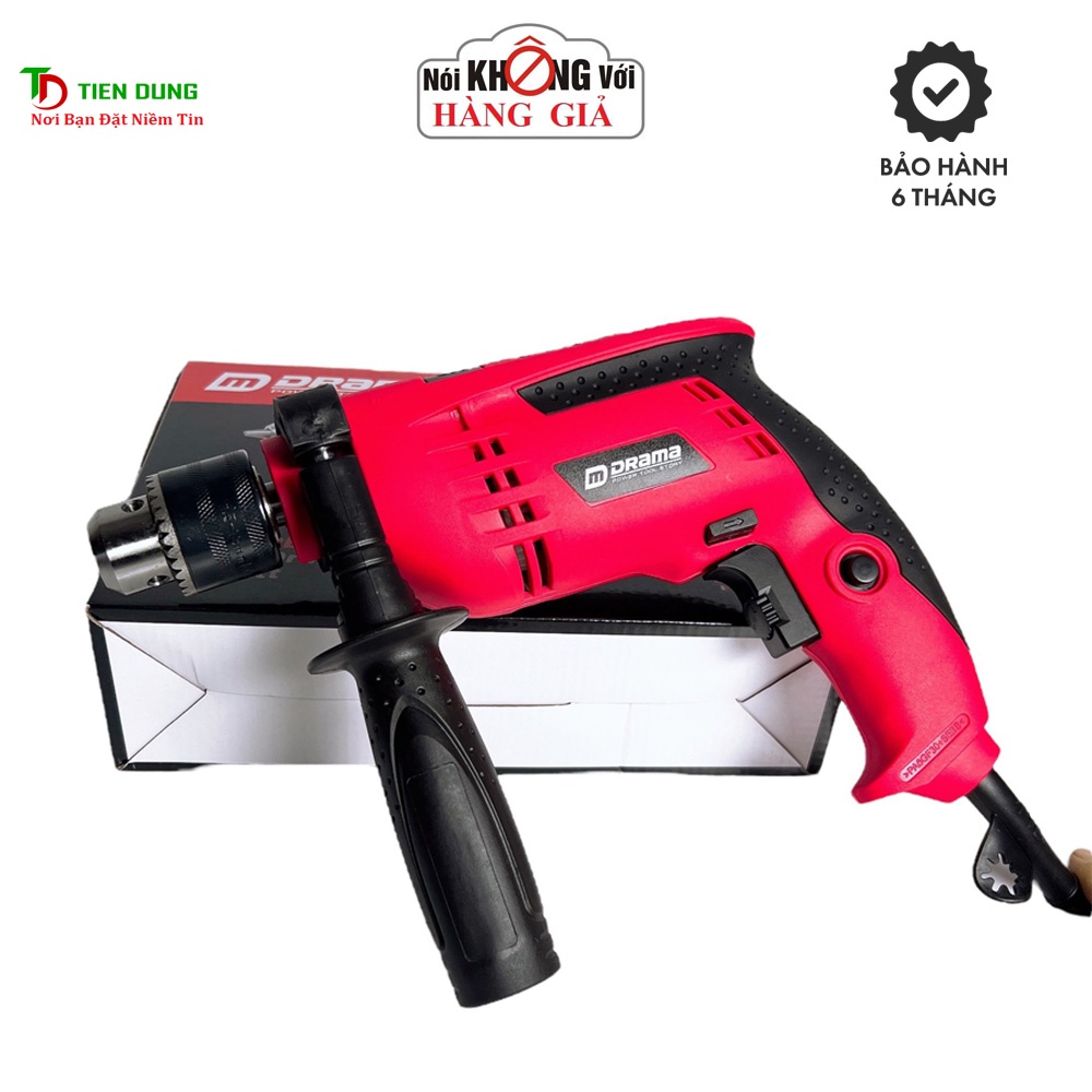 Máy khoan, bắt vít điện đầu 13mm DRAMA 650W có chức năng búa khoan tường