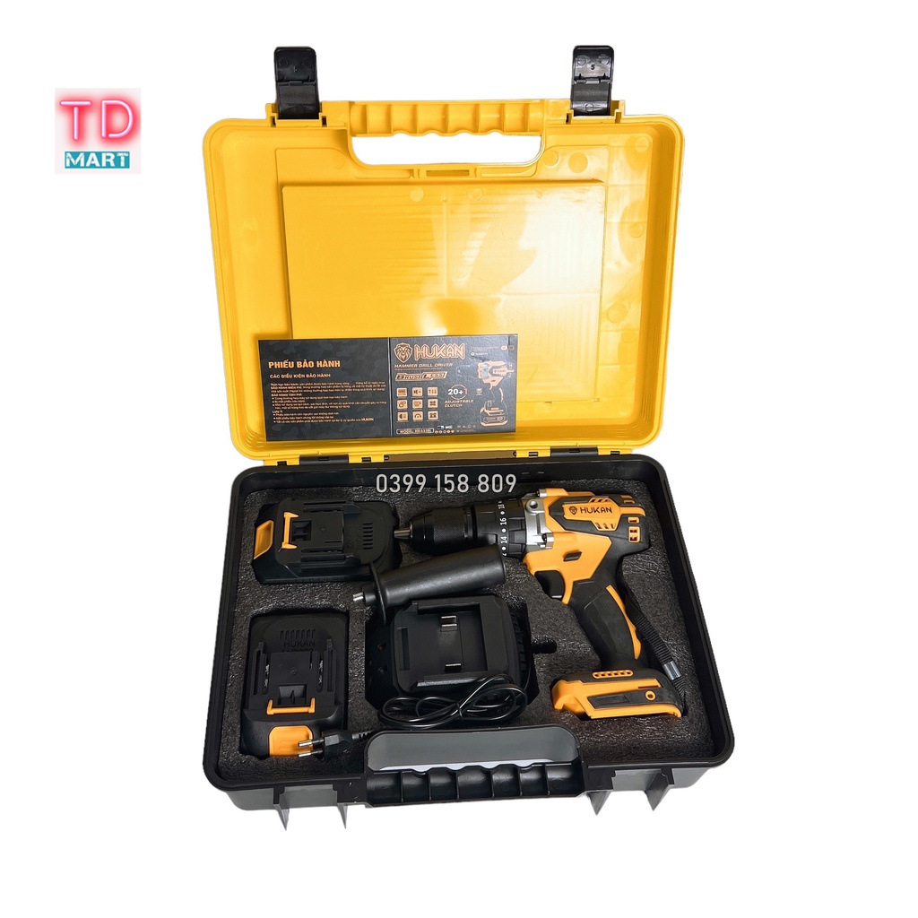 Khoan pin không chổi than ba chức năng HUKAN HK-533BL khoan tường | gỗ | thép