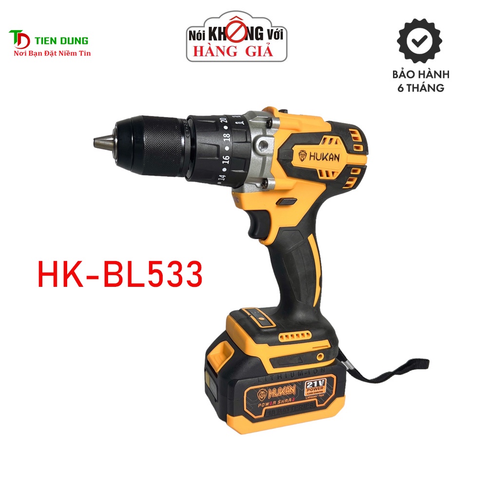 Khoan pin không chổi than ba chức năng HUKAN HK-533BL khoan tường | gỗ | thép