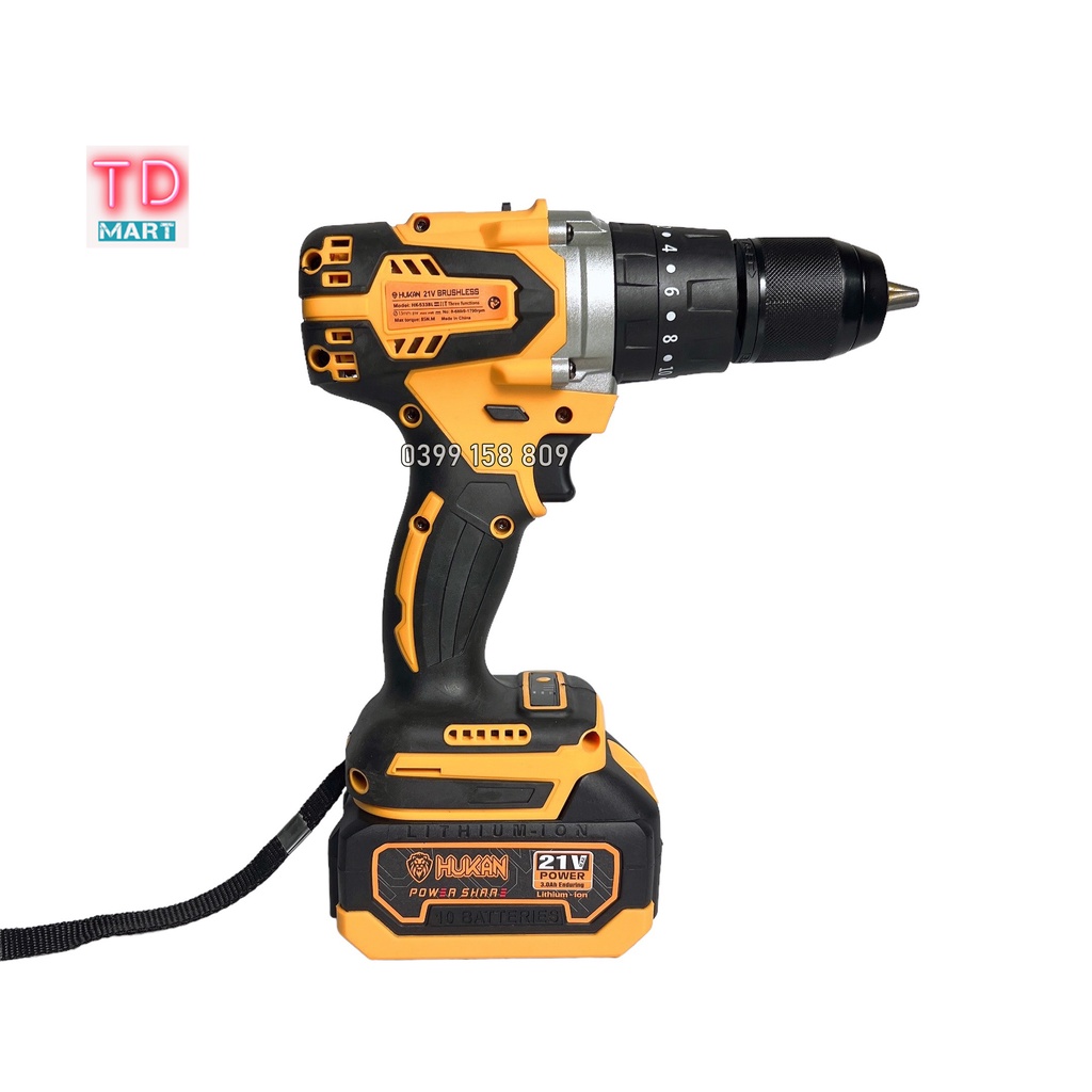 Khoan pin không chổi than ba chức năng HUKAN HK-533BL khoan tường | gỗ | thép
