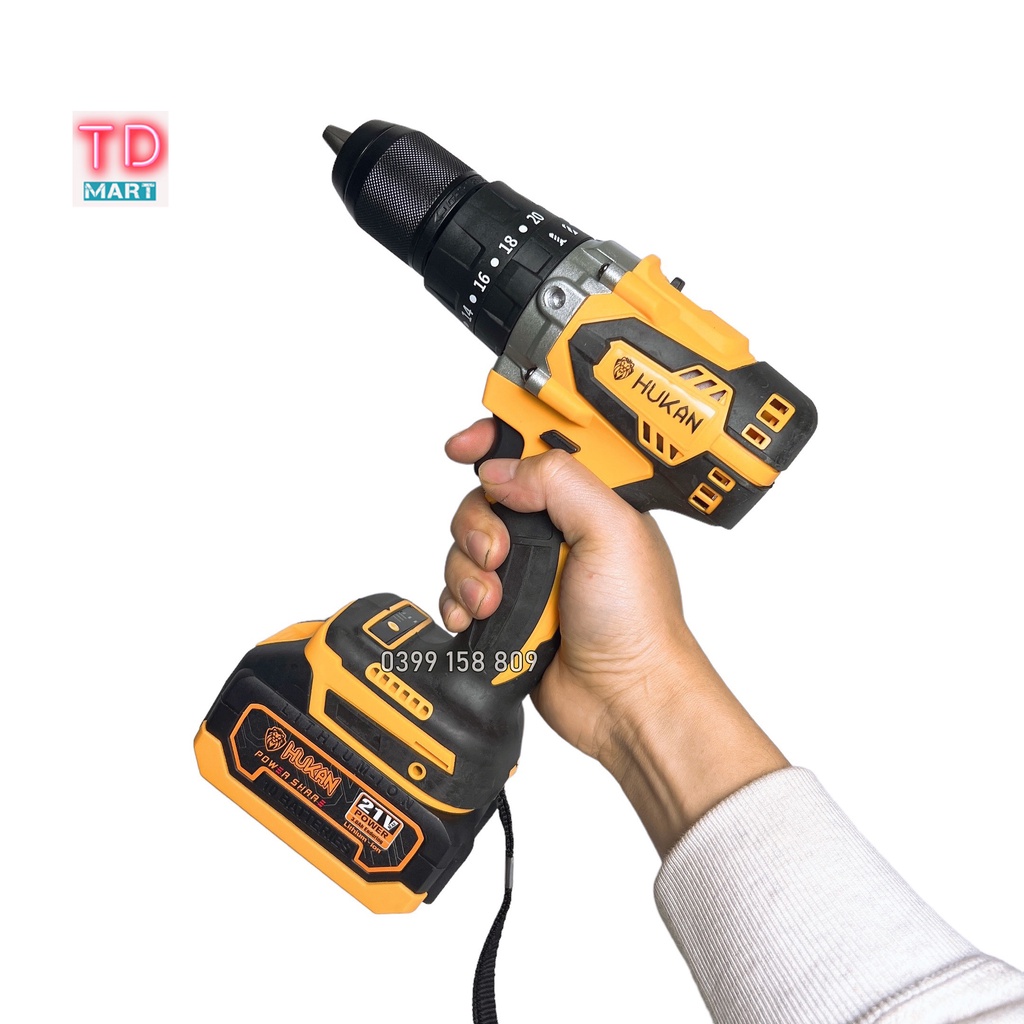 Khoan pin không chổi than ba chức năng HUKAN HK-533BL khoan tường | gỗ | thép