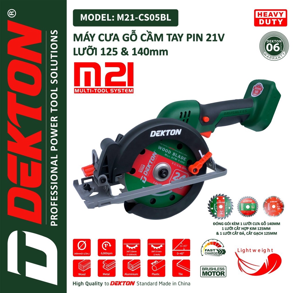 Máy Cắt Đa Năng dùng Pin Dekton M21-CS05BL / Brushless / Chân Pin Phổ Thông Makita