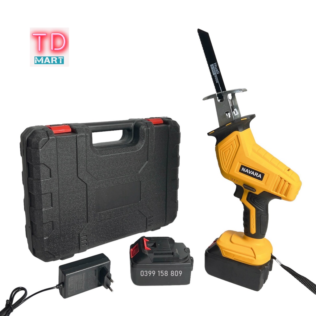 Máy cưa kiếm Navra 21v 10 cell, chân pin phổ thông