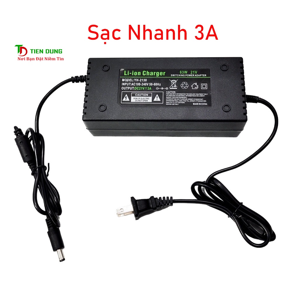 Sạc Nhanh Adapter 3A Cho Pin Máy Khoan, Máy Bulong Pin Trung Quốc Có quạt tản nhiệt