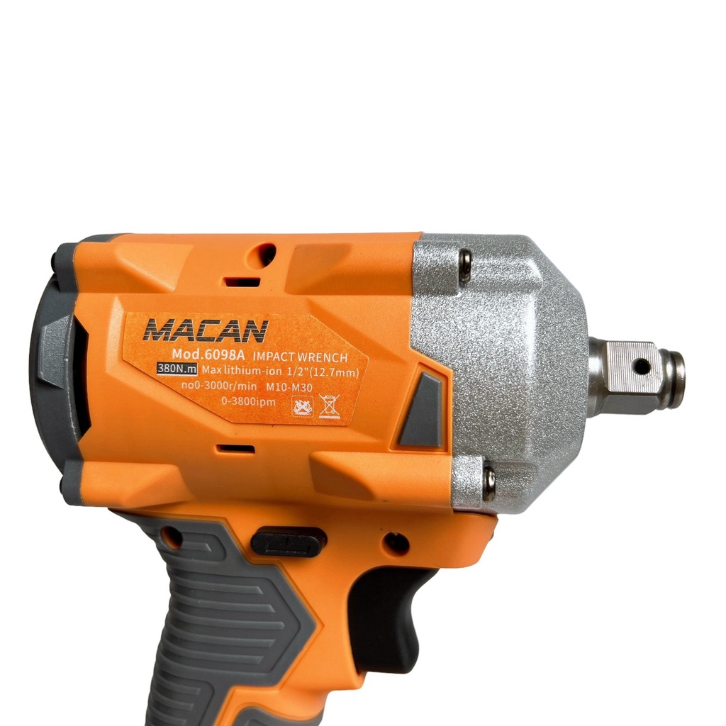 Máy siết bulong pin 21V MACAN 6098A lực siết 380Nm dòng compart nhỏ gọn