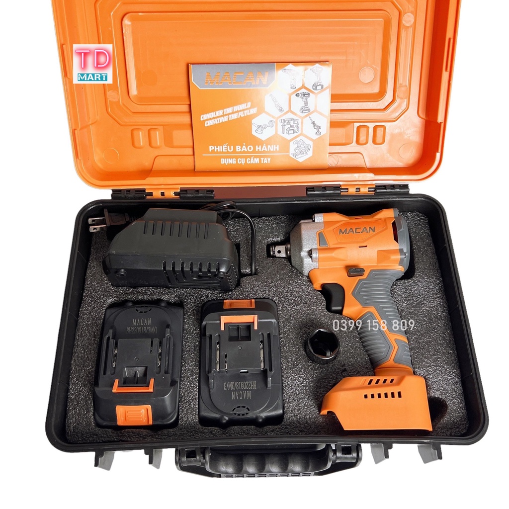 Máy siết bulong pin 21V MACAN 6098A lực siết 380Nm dòng compart nhỏ gọn
