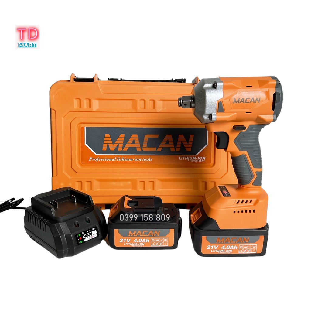 Máy siết bulong pin 21V MACAN 6098A lực siết 380Nm dòng compart nhỏ gọn