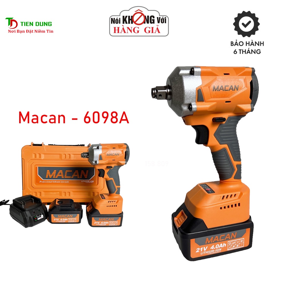 Máy siết bulong pin 21V MACAN 6098A lực siết 380Nm dòng compart nhỏ gọn