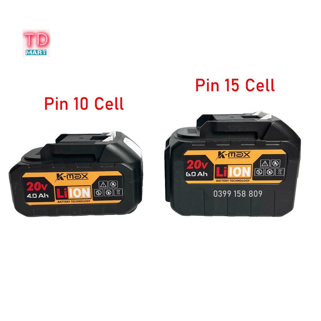 Pin 15 Cell K-max 21V dung lượng cao chân pin phổ thông có đèn báo pin