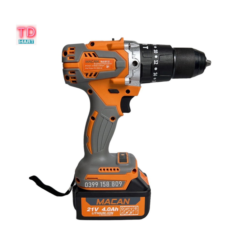 Máy Khoan pin 21V MACAN 6013C không chổi than 3 chức năng
