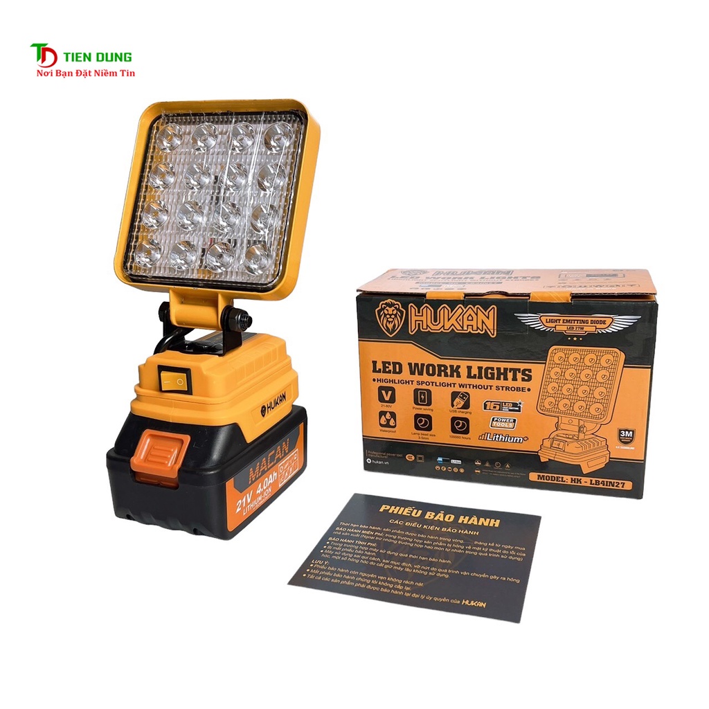 Thân bóng đèn pha 16 bóng led dùng pin HUKAN sử dụng chân pin phổ thông