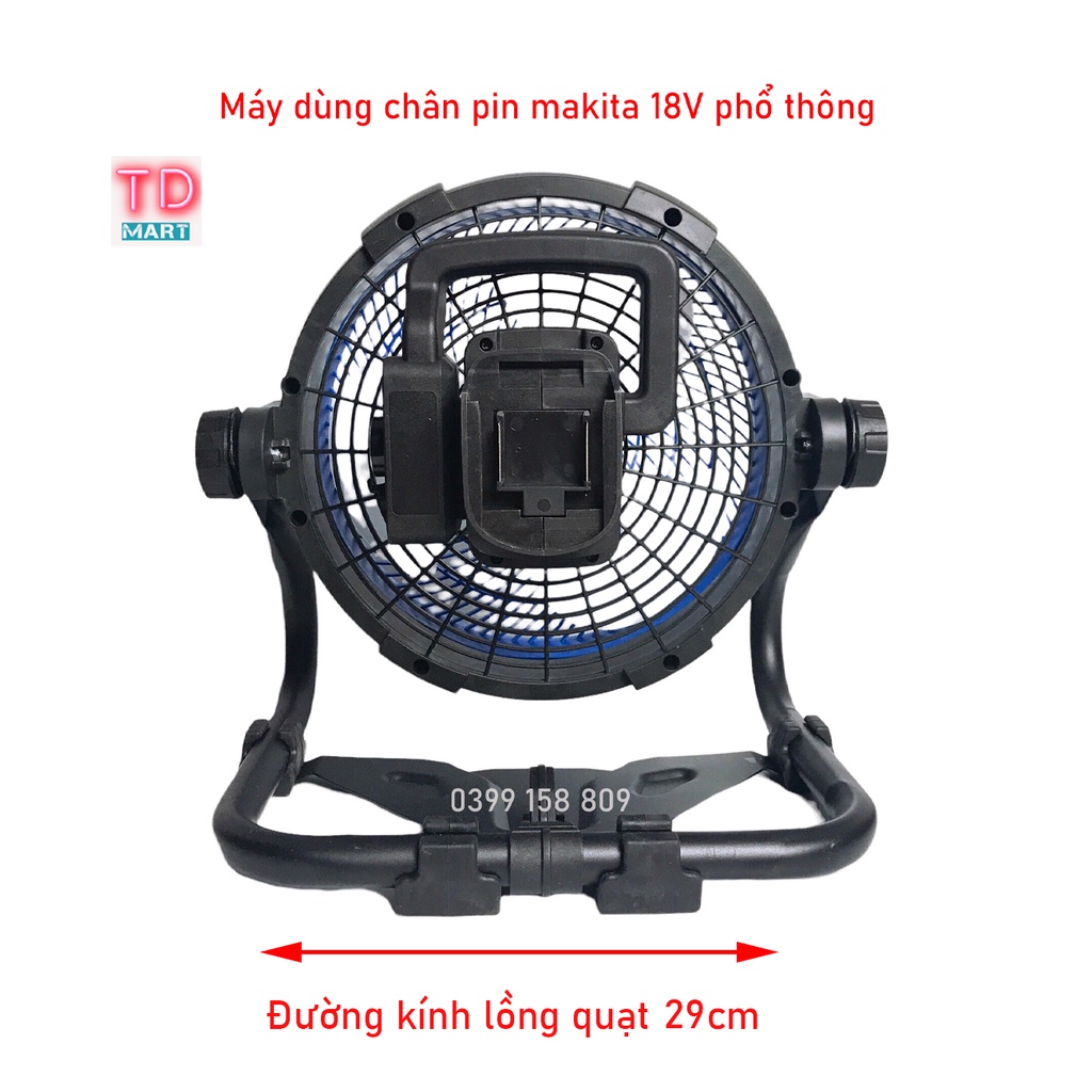 Quạt chạy pin KINGPRO sài chung chân pin Makita 18V