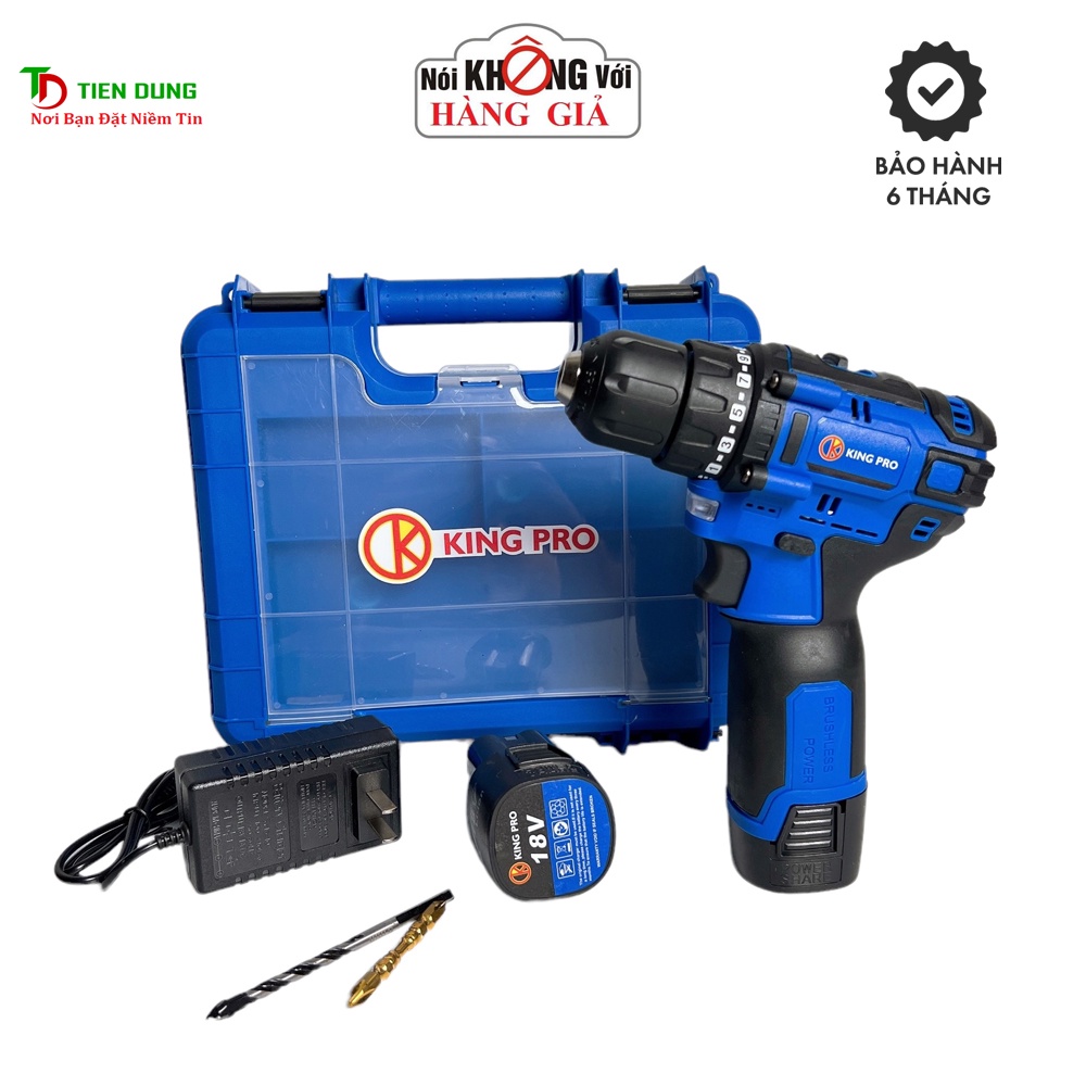 Máy khoan pin KINGPRO 18v Không Chổi Than có khóa trục