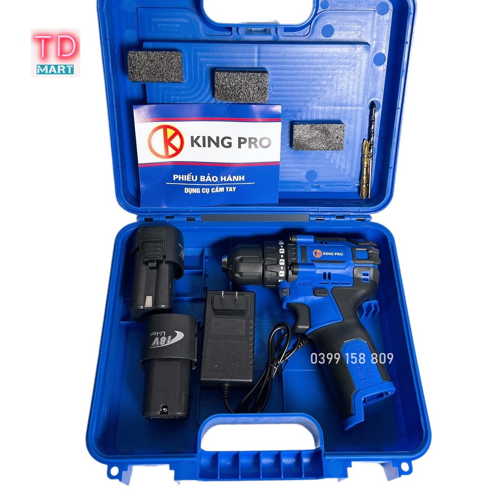 Máy khoan pin KINGPRO 18v Không Chổi Than có khóa trục