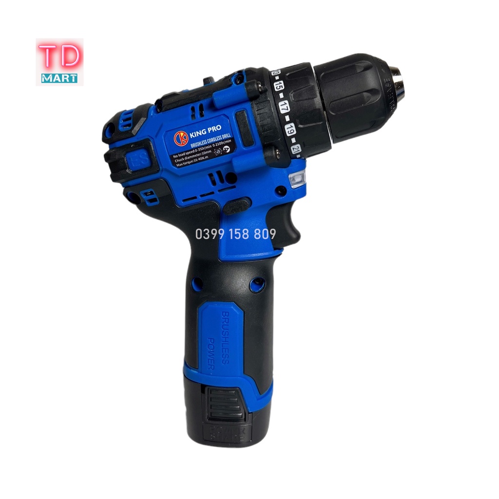 Máy khoan pin KINGPRO 18v Không Chổi Than có khóa trục