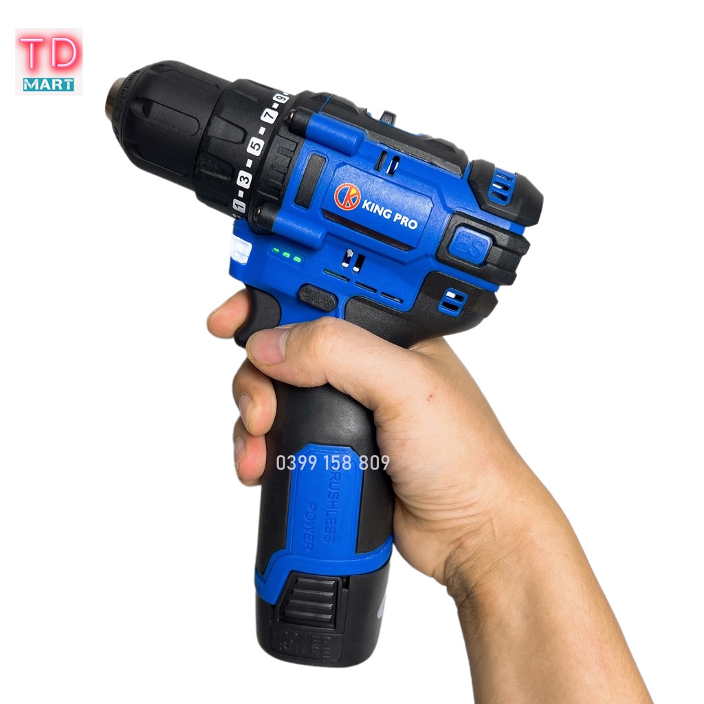 Máy khoan pin KINGPRO 18v Không Chổi Than có khóa trục